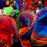 Folklorico in Reds, The Beauty of Dance during Pandemic 12x12 on metal